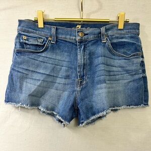 7 For All Man Kind Raw Hem Cutoff Jean Shorts